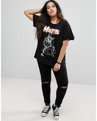 schwarzes bedrucktes T-Shirt mit einem Rundhalsausschnitt von Asos