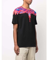 schwarzes bedrucktes T-Shirt mit einem Rundhalsausschnitt von Marcelo Burlon County of Milan