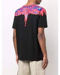 schwarzes bedrucktes T-Shirt mit einem Rundhalsausschnitt von Marcelo Burlon County of Milan