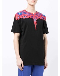 schwarzes bedrucktes T-Shirt mit einem Rundhalsausschnitt von Marcelo Burlon County of Milan