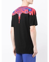 schwarzes bedrucktes T-Shirt mit einem Rundhalsausschnitt von Marcelo Burlon County of Milan