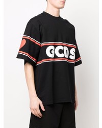 schwarzes bedrucktes T-Shirt mit einem Rundhalsausschnitt von Gcds