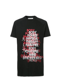 schwarzes bedrucktes T-Shirt mit einem Rundhalsausschnitt von Cédric Charlier