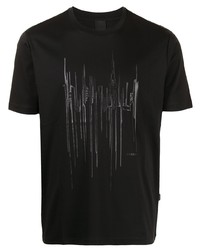 schwarzes bedrucktes T-Shirt mit einem Rundhalsausschnitt von D'urban