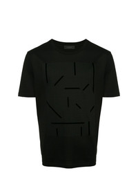 schwarzes bedrucktes T-Shirt mit einem Rundhalsausschnitt von D'urban