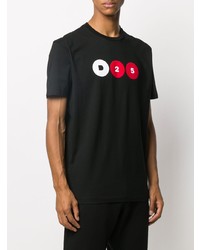 schwarzes bedrucktes T-Shirt mit einem Rundhalsausschnitt von DSQUARED2