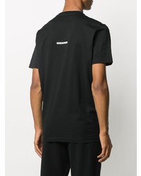 schwarzes bedrucktes T-Shirt mit einem Rundhalsausschnitt von DSQUARED2