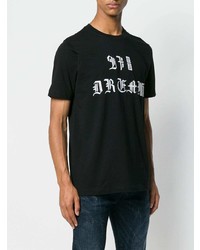 schwarzes bedrucktes T-Shirt mit einem Rundhalsausschnitt von Diesel