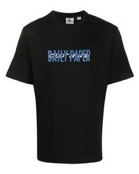 schwarzes bedrucktes T-Shirt mit einem Rundhalsausschnitt von Daily Paper