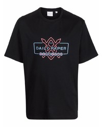 schwarzes bedrucktes T-Shirt mit einem Rundhalsausschnitt von Daily Paper