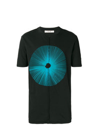 schwarzes bedrucktes T-Shirt mit einem Rundhalsausschnitt von Damir Doma