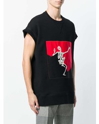 schwarzes bedrucktes T-Shirt mit einem Rundhalsausschnitt von Alexander McQueen