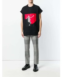 schwarzes bedrucktes T-Shirt mit einem Rundhalsausschnitt von Alexander McQueen