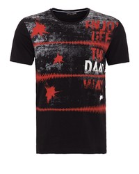 schwarzes bedrucktes T-Shirt mit einem Rundhalsausschnitt von DANIEL DAAF