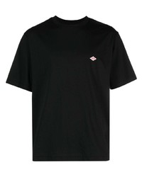 schwarzes bedrucktes T-Shirt mit einem Rundhalsausschnitt von Danton