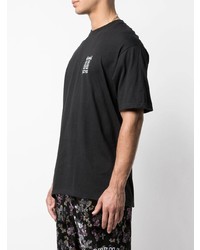 schwarzes bedrucktes T-Shirt mit einem Rundhalsausschnitt von Supreme