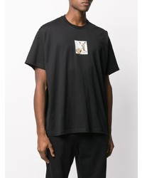 schwarzes bedrucktes T-Shirt mit einem Rundhalsausschnitt von Burberry