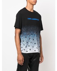 schwarzes bedrucktes T-Shirt mit einem Rundhalsausschnitt von Karl Lagerfeld