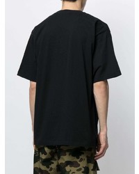 schwarzes bedrucktes T-Shirt mit einem Rundhalsausschnitt von A Bathing Ape