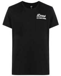 schwarzes bedrucktes T-Shirt mit einem Rundhalsausschnitt von Deus Ex Machina