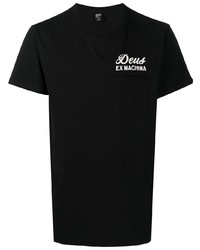 schwarzes bedrucktes T-Shirt mit einem Rundhalsausschnitt von Deus Ex Machina