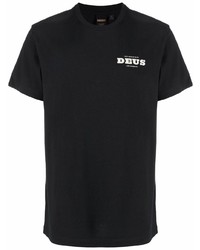 schwarzes bedrucktes T-Shirt mit einem Rundhalsausschnitt von Deus Ex Machina