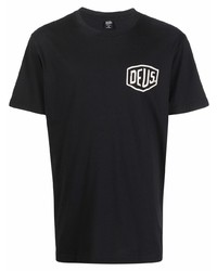 schwarzes bedrucktes T-Shirt mit einem Rundhalsausschnitt von Deus Ex Machina