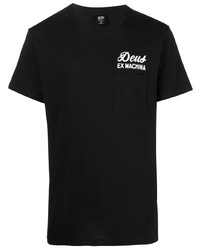 schwarzes bedrucktes T-Shirt mit einem Rundhalsausschnitt von Deus Ex Machina