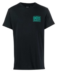 schwarzes bedrucktes T-Shirt mit einem Rundhalsausschnitt von Deus Ex Machina