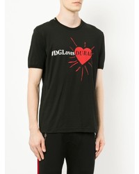 schwarzes bedrucktes T-Shirt mit einem Rundhalsausschnitt von Dolce & Gabbana