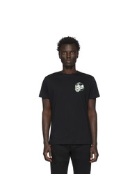 schwarzes bedrucktes T-Shirt mit einem Rundhalsausschnitt von Diesel