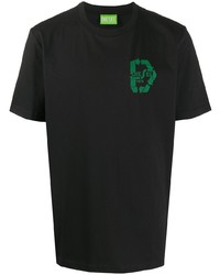 schwarzes bedrucktes T-Shirt mit einem Rundhalsausschnitt von Diesel