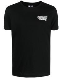 schwarzes bedrucktes T-Shirt mit einem Rundhalsausschnitt von Diesel