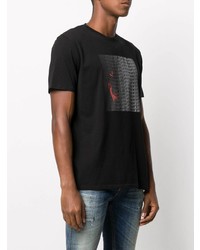 schwarzes bedrucktes T-Shirt mit einem Rundhalsausschnitt von Just Cavalli