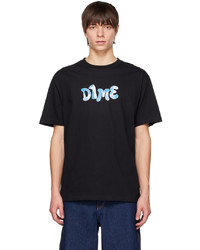 schwarzes bedrucktes T-Shirt mit einem Rundhalsausschnitt von Dime