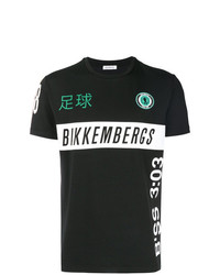 schwarzes bedrucktes T-Shirt mit einem Rundhalsausschnitt von Dirk Bikkembergs