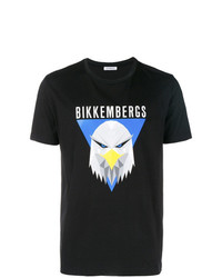 schwarzes bedrucktes T-Shirt mit einem Rundhalsausschnitt von Dirk Bikkembergs