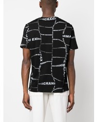 schwarzes bedrucktes T-Shirt mit einem Rundhalsausschnitt von Armani Exchange