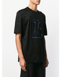 schwarzes bedrucktes T-Shirt mit einem Rundhalsausschnitt von Lanvin