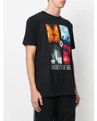 schwarzes bedrucktes T-Shirt mit einem Rundhalsausschnitt von Marcelo Burlon County of Milan