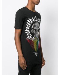 schwarzes bedrucktes T-Shirt mit einem Rundhalsausschnitt von Philipp Plein