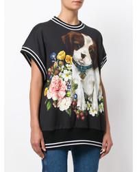 schwarzes bedrucktes T-Shirt mit einem Rundhalsausschnitt von Dolce & Gabbana