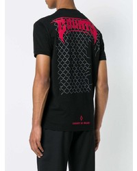 schwarzes bedrucktes T-Shirt mit einem Rundhalsausschnitt von Marcelo Burlon County of Milan