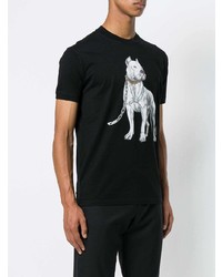 schwarzes bedrucktes T-Shirt mit einem Rundhalsausschnitt von Marcelo Burlon County of Milan