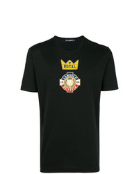 schwarzes bedrucktes T-Shirt mit einem Rundhalsausschnitt von Dolce & Gabbana