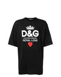 schwarzes bedrucktes T-Shirt mit einem Rundhalsausschnitt von Dolce & Gabbana