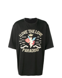 schwarzes bedrucktes T-Shirt mit einem Rundhalsausschnitt von Dolce & Gabbana