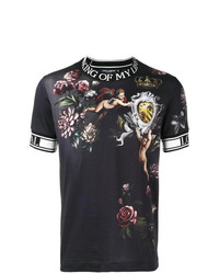 schwarzes bedrucktes T-Shirt mit einem Rundhalsausschnitt von Dolce & Gabbana