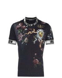 schwarzes bedrucktes T-Shirt mit einem Rundhalsausschnitt von Dolce & Gabbana