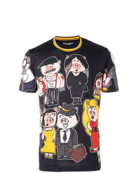 schwarzes bedrucktes T-Shirt mit einem Rundhalsausschnitt von Dolce & Gabbana